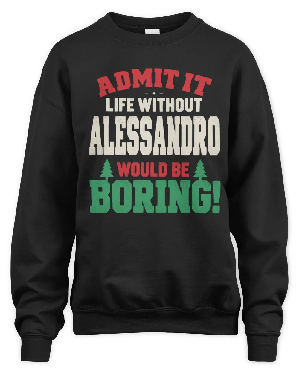 ALESSANDRO P5 TH08 Christmas T-Shirt – “Life Without NAME Would Be Boring” - Unisex Sweatshirt - Black