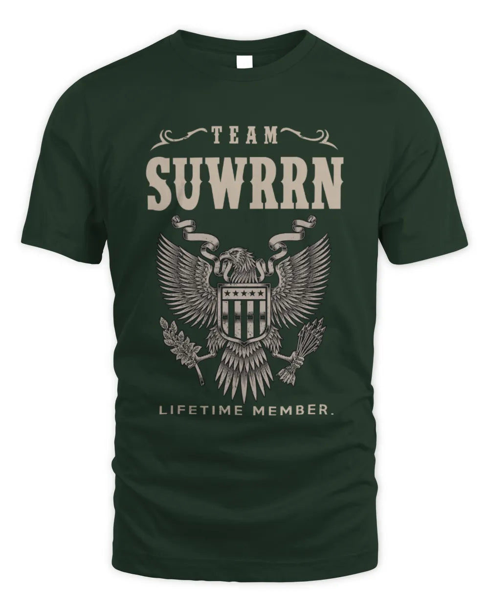 SUWRRN TP06-K82 – Personalized Classic Style Apparel “Team NAME Lifetime Member” - Unisex Standard T-Shirt - Forest Green