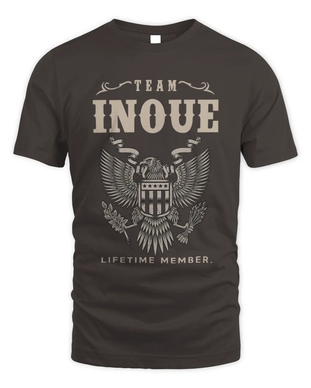 INOUE TP06-K82 – Personalized Classic Style Apparel “Team NAME Lifetime Member” - Unisex Standard T-Shirt - Dark Chocolate