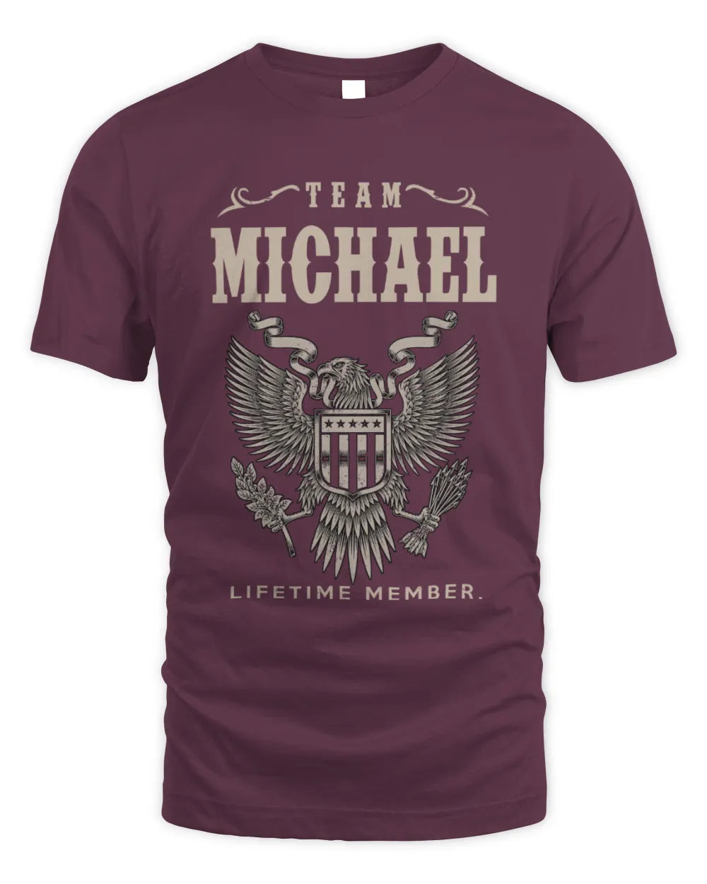 MICHAEL TP06-K82 – Personalized Classic Style Apparel “Team NAME Lifetime Member” - Unisex Standard T-Shirt - Maroon