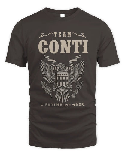CONTI TP06-K82 – Personalized Classic Style Apparel “Team NAME Lifetime Member” - Unisex Standard T-Shirt - Dark Chocolate