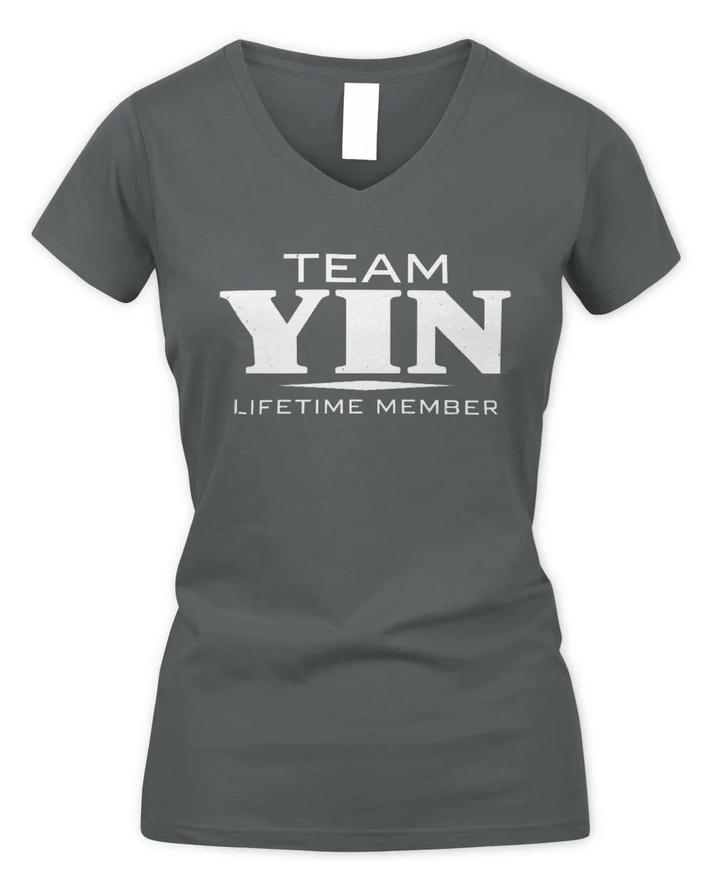 YIN BL62-K4-128 - Personalized “Team NAME Lifetime Member” - Women's V-Neck T-Shirt - Charcoal