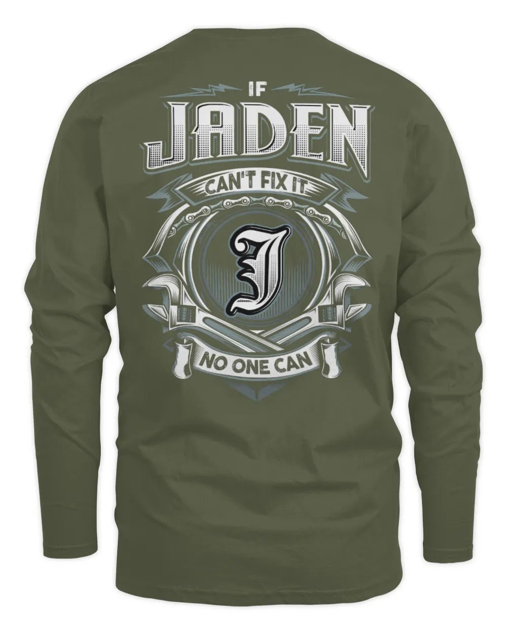 JADEN AP81-K4-626 - Personalized Ahmed Quote Apparel “If Ahmed Can't Fix It, No One Can” - Men's Long Sleeved T-Shirt - Military Green