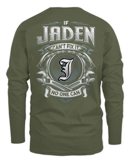 JADEN AP81-K4-626 - Personalized Ahmed Quote Apparel “If Ahmed Can't Fix It, No One Can” - Men's Long Sleeved T-Shirt - Military Green