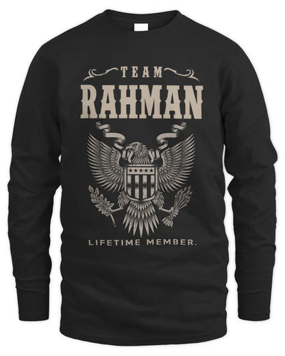 RAHMAN TP06-K82 – Personalized Classic Style Apparel “Team NAME Lifetime Member” - Men's Long Sleeved T-Shirt - Black