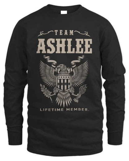 ASHLEE TP06-K82 – Personalized Classic Style Apparel “Team NAME Lifetime Member” - Men's Long Sleeved T-Shirt - Black
