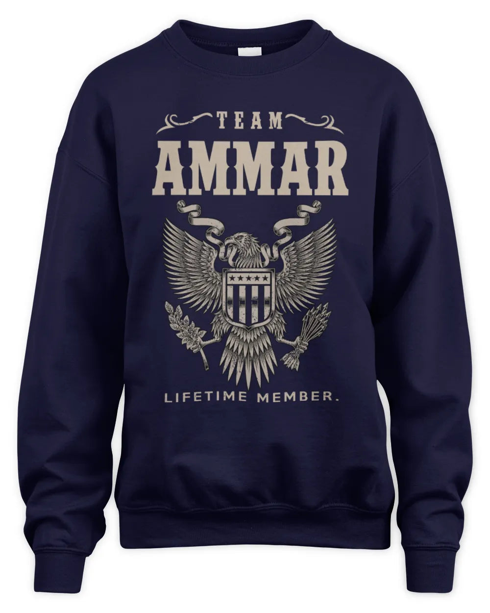 AMMAR TP06-K82 – Personalized Classic Style Apparel “Team NAME Lifetime Member” - Unisex Sweatshirt - Navy