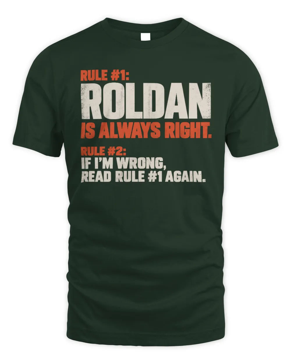ROLDAN NP1-H006 
Always Right Personalized Name T-Shirt – Funny Custom Name Shirt - Unisex Standard T-Shirt - Forest Green