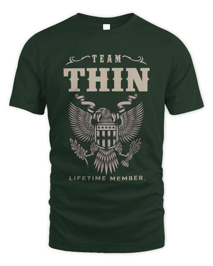 THIN TP06-K82 – Personalized Classic Style Apparel “Team NAME Lifetime Member” - Unisex Standard T-Shirt - Forest Green