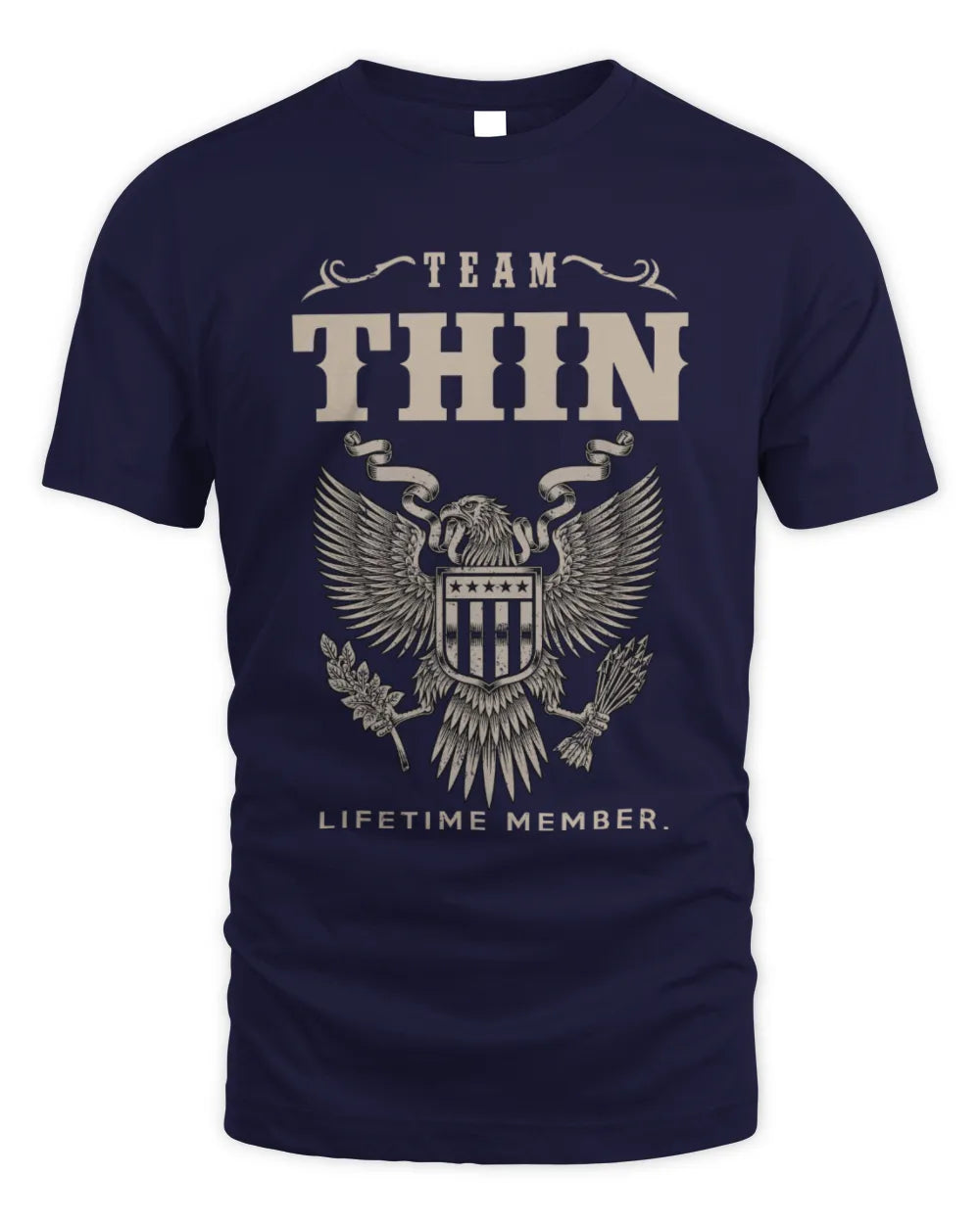 THIN TP06-K82 – Personalized Classic Style Apparel “Team NAME Lifetime Member” - Unisex Standard T-Shirt - Navy