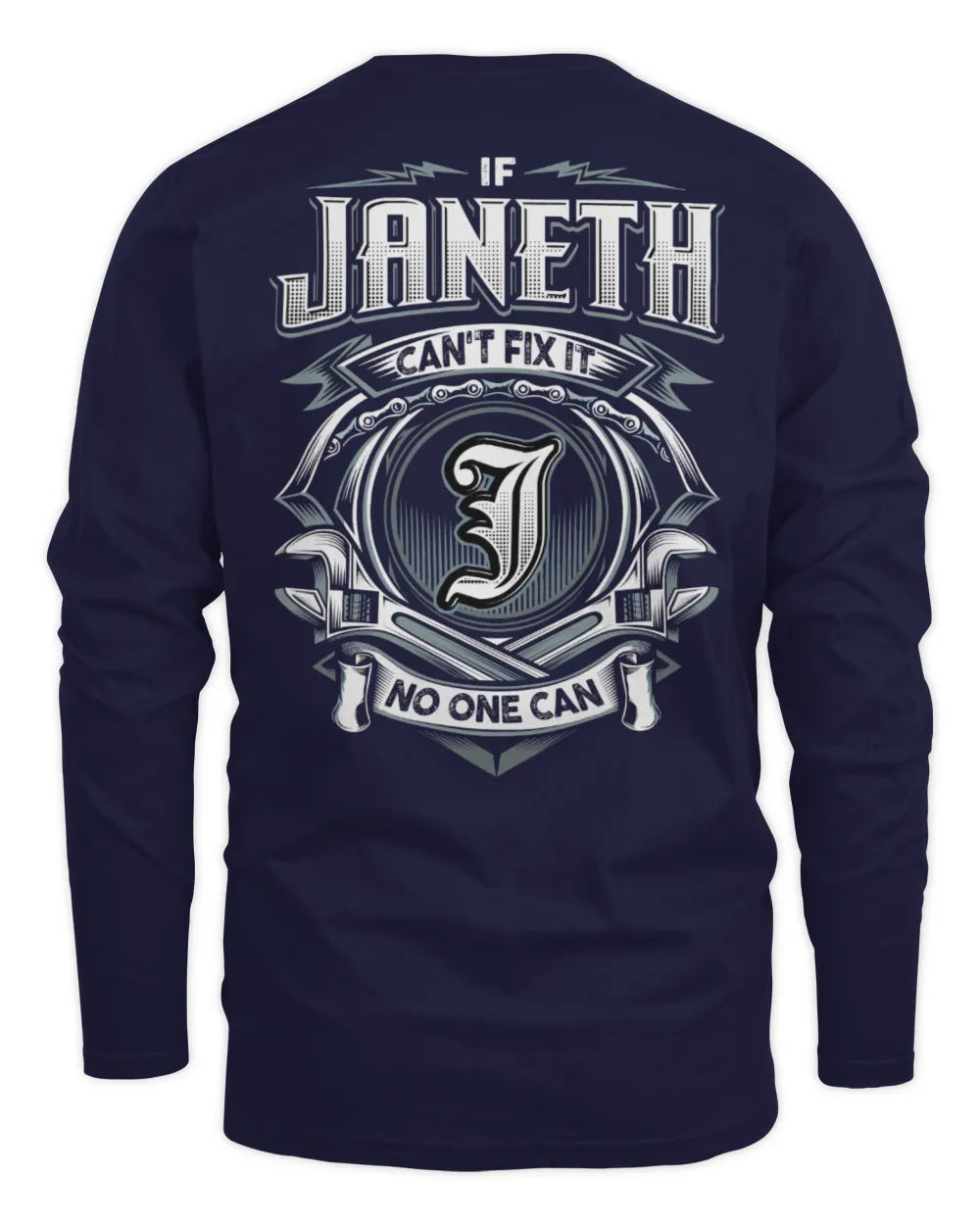 JANETH AP81-K4-626 - Personalized Ahmed Quote Apparel “If Ahmed Can't Fix It, No One Can” - Men's Long Sleeved T-Shirt - Navy