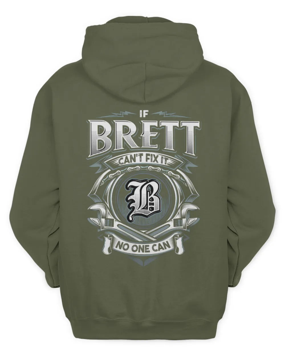 BRETT AP81-K4-626 - Personalized Ahmed Quote Apparel “If Ahmed Can't Fix It, No One Can” - Unisex Hoodie - Military Green