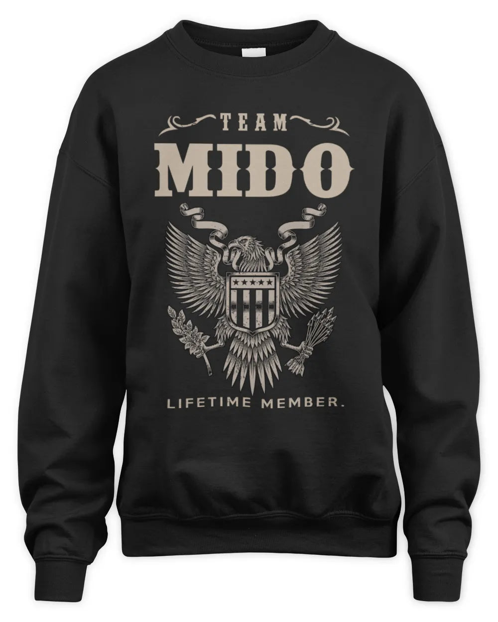 MIDO TP06-K82 – Personalized Classic Style Apparel “Team NAME Lifetime Member” - Unisex Sweatshirt - Black