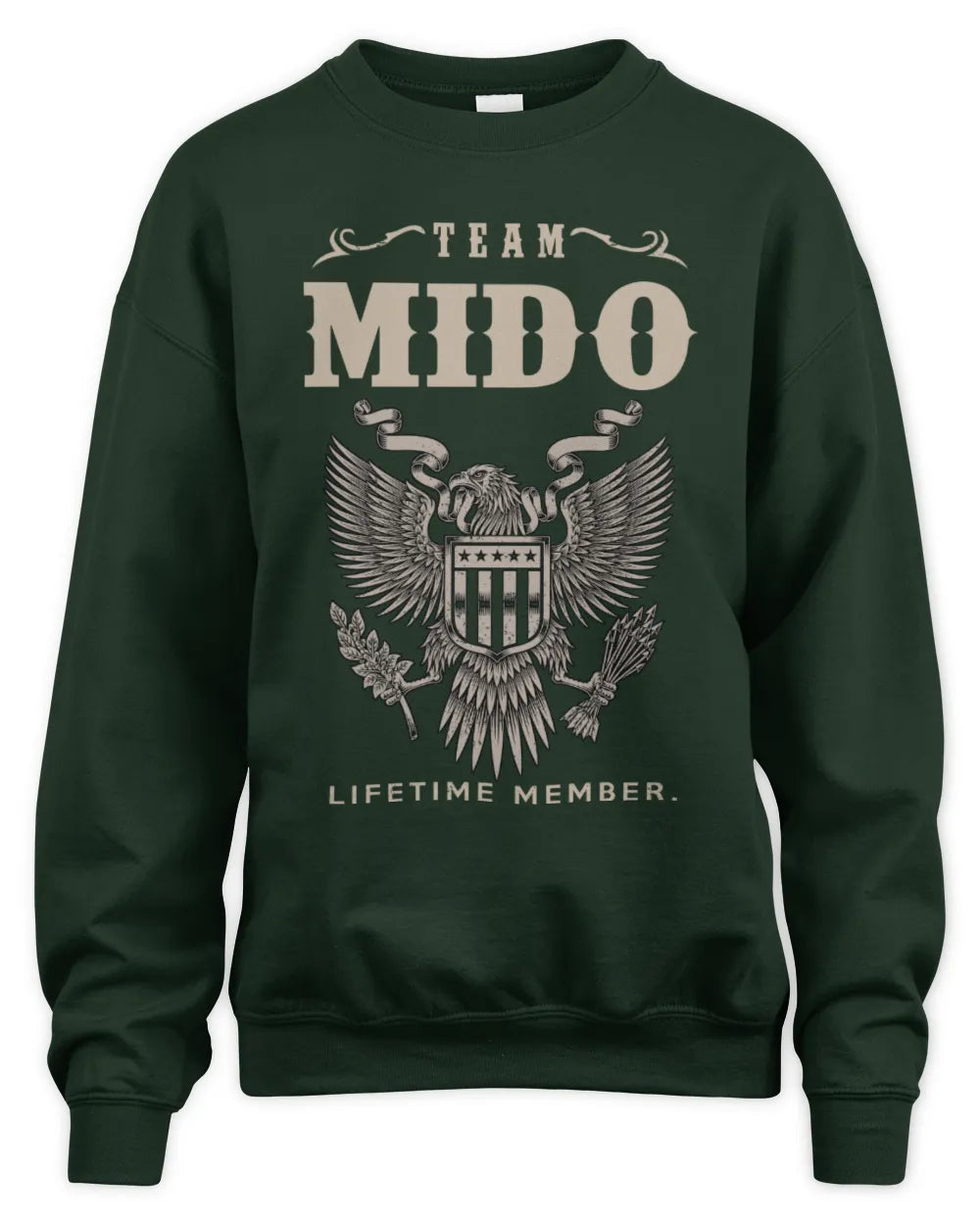 MIDO TP06-K82 – Personalized Classic Style Apparel “Team NAME Lifetime Member” - Unisex Sweatshirt - Forest Green