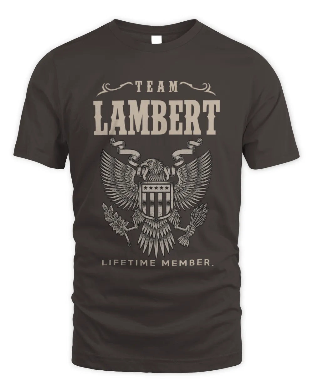 LAMBERT TP06-K82 – Personalized Classic Style Apparel “Team NAME Lifetime Member” - Unisex Standard T-Shirt - Dark Chocolate