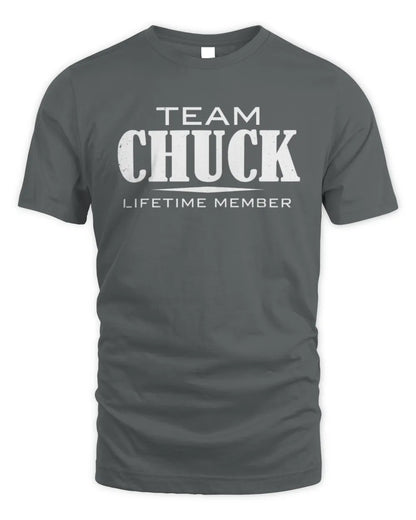 CHUCK BL62-K4-128 - Personalized “Team NAME Lifetime Member” - Unisex Standard T-Shirt - Charcoal