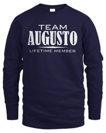 AUGUSTO BL62-K4-128 - Personalized “Team NAME Lifetime Member” - Men's Long Sleeved T-Shirt - Navy