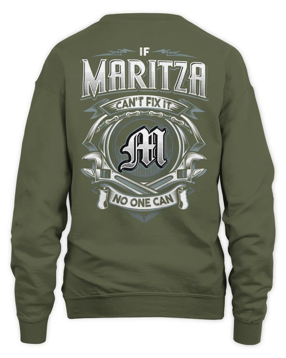 MARITZA AP81-K4-626 - Personalized Ahmed Quote Apparel “If Ahmed Can't Fix It, No One Can” - Unisex Sweatshirt - Military Green