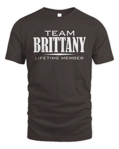 BRITTANY BL62-K4-128 - Personalized “Team NAME Lifetime Member” - Unisex Standard T-Shirt - Dark Chocolate
