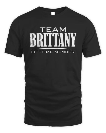 BRITTANY BL62-K4-128 - Personalized “Team NAME Lifetime Member” - Unisex Standard T-Shirt - Black