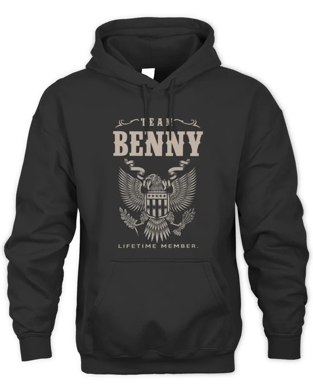 BENNY TP06-K82 – Personalized Classic Style Apparel “Team NAME Lifetime Member” - Unisex Hoodie - Black