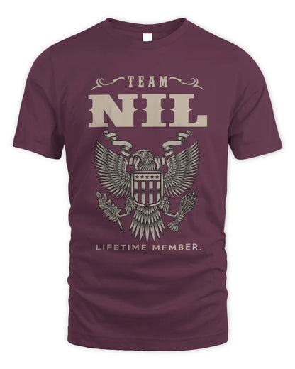 NIL TP06-K82 – Personalized Classic Style Apparel “Team NAME Lifetime Member” - Unisex Standard T-Shirt - Maroon