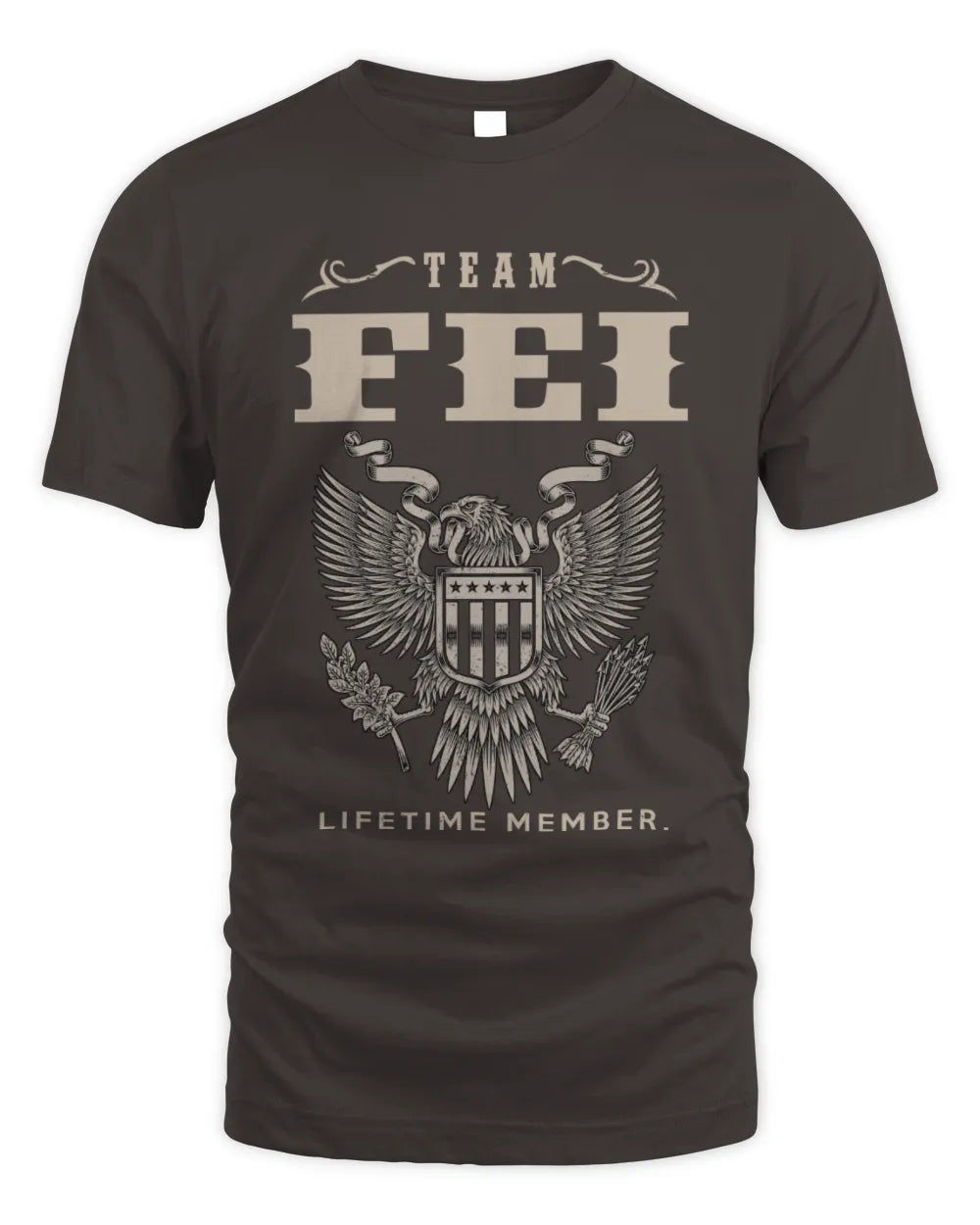 FEI TP06-K82 – Personalized Classic Style Apparel “Team NAME Lifetime Member” - Unisex Standard T-Shirt - Dark Chocolate