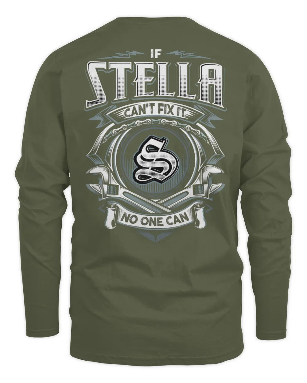 STELLA AP81-K4-626 - Personalized Ahmed Quote Apparel “If Ahmed Can't Fix It, No One Can” - Men's Long Sleeved T-Shirt - Military Green