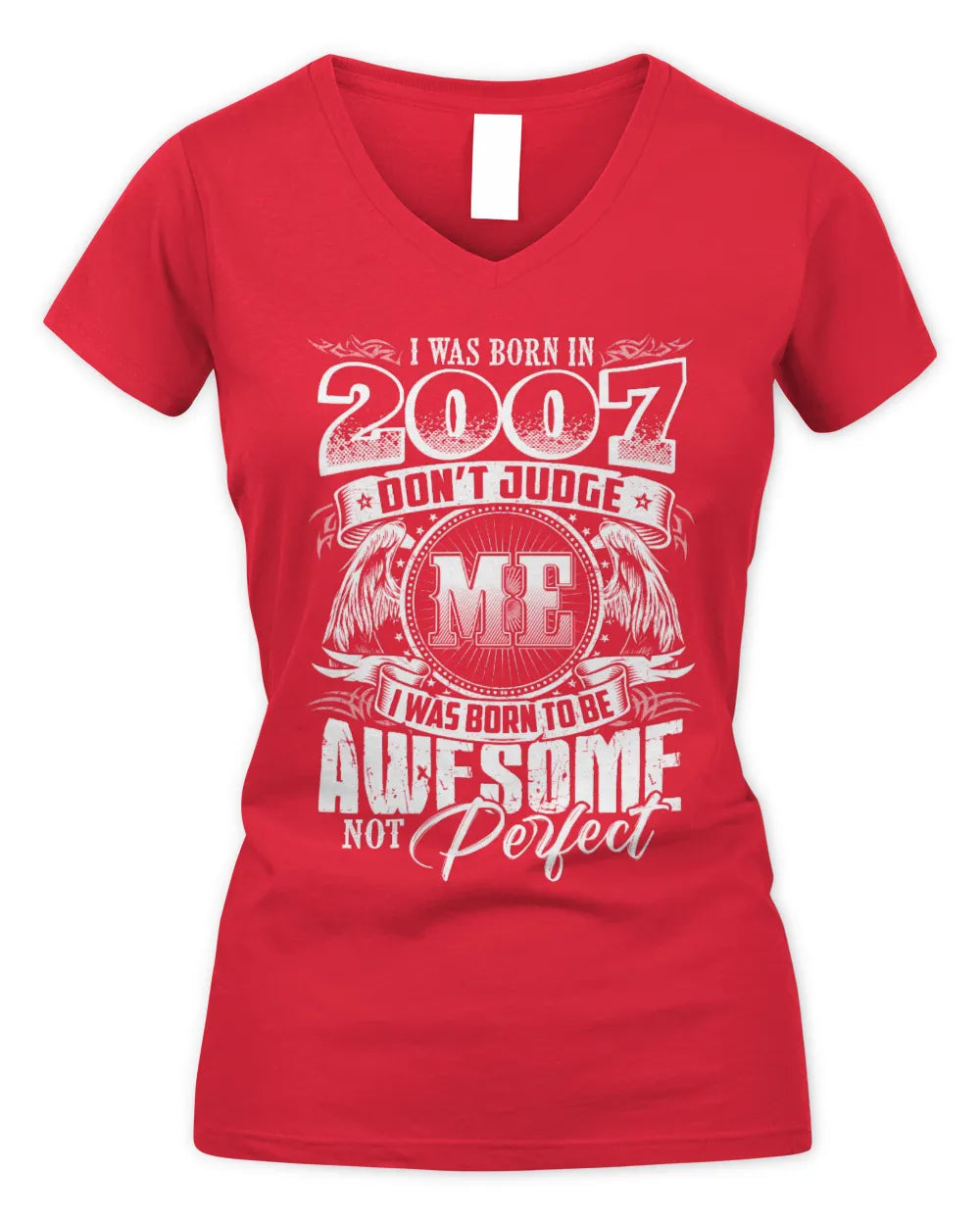 2007 HH89-K2 – Awesome Birth Year Quote T-Shirt - Women's V-Neck T-Shirt - Red