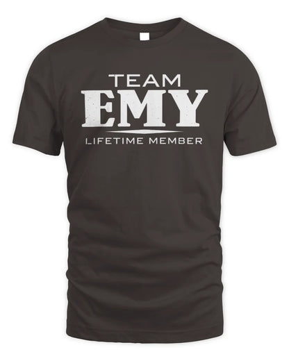 EMY BL62-K4-128 - Personalized “Team NAME Lifetime Member” - Unisex Standard T-Shirt - Dark Chocolate