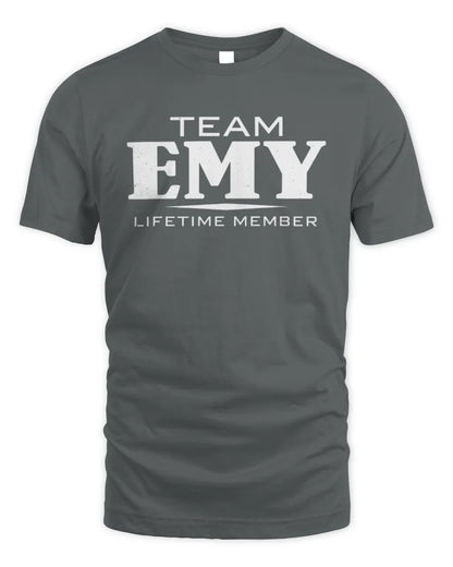 EMY BL62-K4-128 - Personalized “Team NAME Lifetime Member” - Unisex Standard T-Shirt - Charcoal