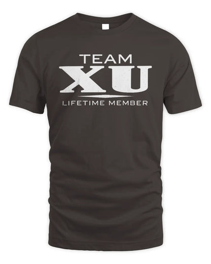 XU BL62-K4-128 - Personalized “Team NAME Lifetime Member” - Unisex Standard T-Shirt - Dark Chocolate