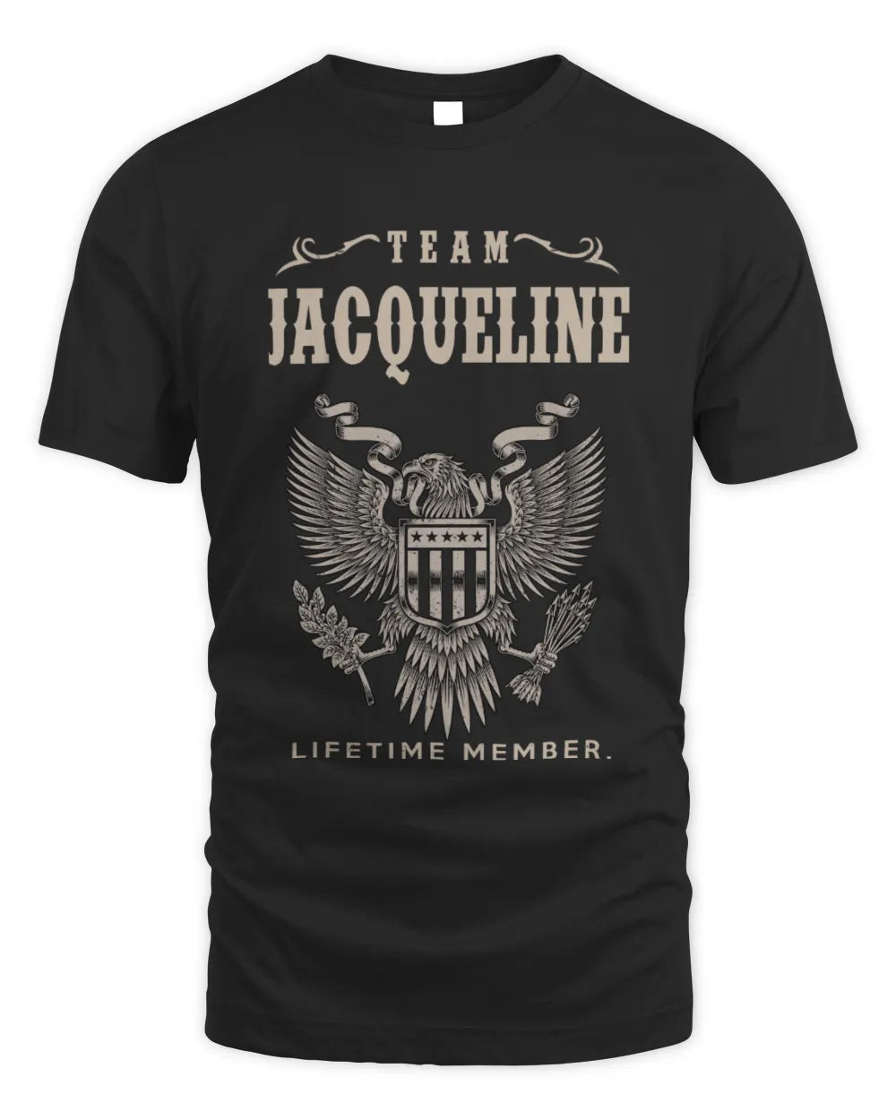 JACQUELINE TP06-K82 – Personalized Classic Style Apparel “Team NAME Lifetime Member” - Unisex Standard T-Shirt - Black