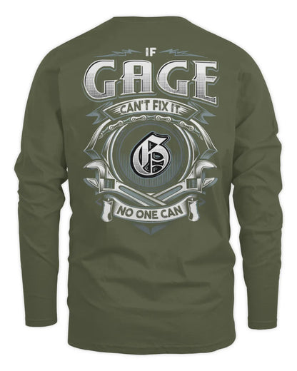 GAGE AP81-K4-626 - Personalized Ahmed Quote Apparel “If Ahmed Can't Fix It, No One Can” - Men's Long Sleeved T-Shirt - Military Green