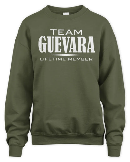 GUEVARA BL62-K4-128 - Personalized “Team NAME Lifetime Member” - Unisex Sweatshirt - Military Green