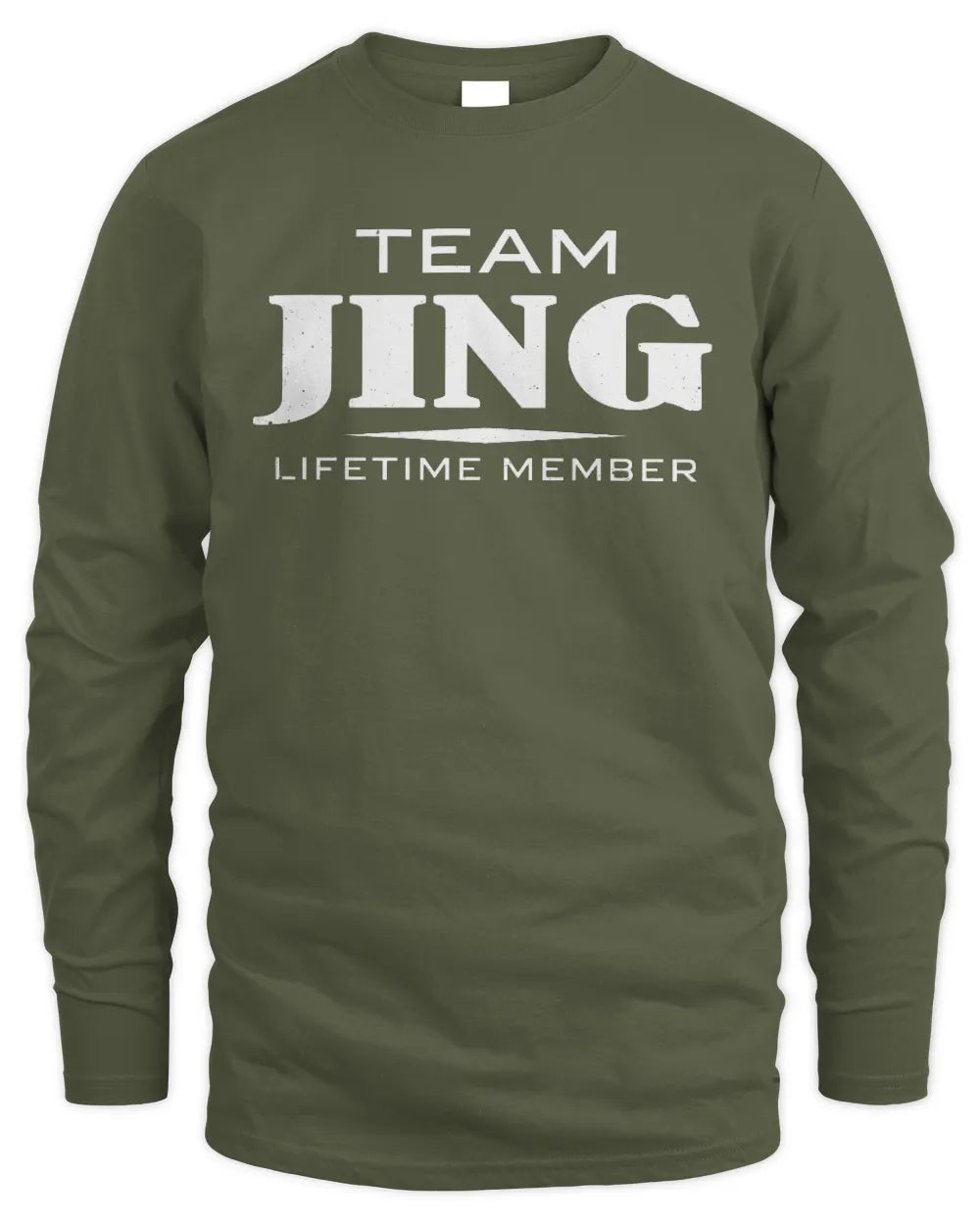JING BL62-K4-128 - Personalized “Team NAME Lifetime Member” - Men's Long Sleeved T-Shirt - Military Green