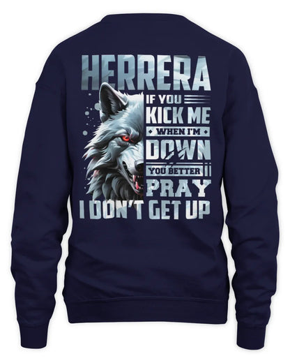 HERRERA AP62-K4-666 - Personalized Fierce Wolf Quote Apparel “If You Kick Me When I’m Down, You Better Pray I Don’t Get Up” - Unisex Sweatshirt - Navy
