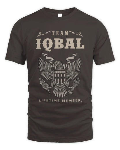 IQBAL TP06-K82 – Personalized Classic Style Apparel “Team NAME Lifetime Member” - Unisex Standard T-Shirt - Dark Chocolate