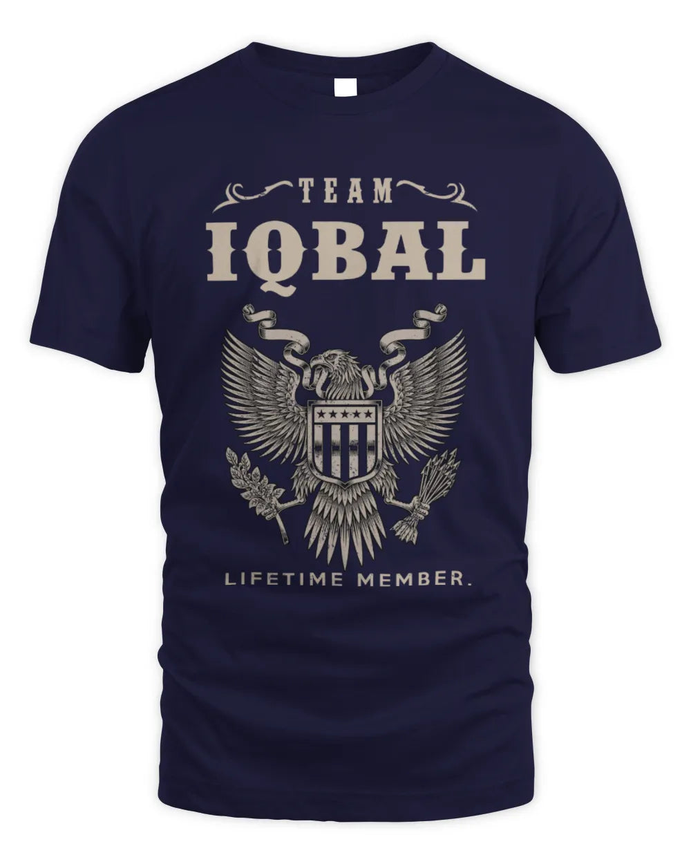 IQBAL TP06-K82 – Personalized Classic Style Apparel “Team NAME Lifetime Member” - Unisex Standard T-Shirt - Navy