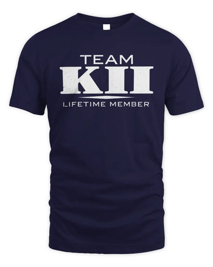 KII BL62-K4-128 - Personalized “Team NAME Lifetime Member” - Unisex Standard T-Shirt - Navy