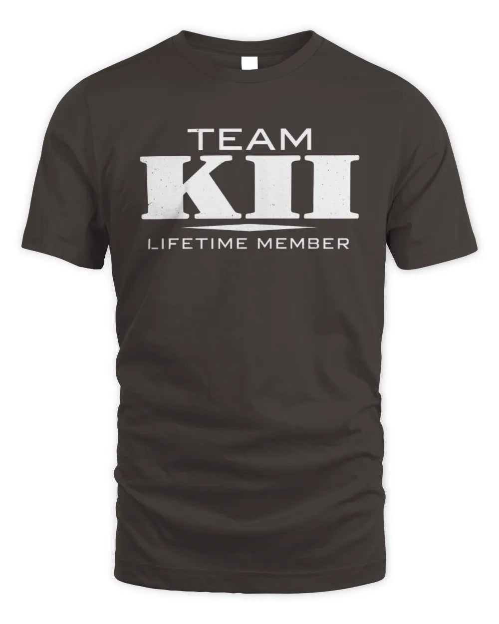 KII BL62-K4-128 - Personalized “Team NAME Lifetime Member” - Unisex Standard T-Shirt - Dark Chocolate