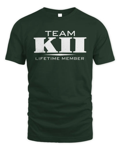 KII BL62-K4-128 - Personalized “Team NAME Lifetime Member” - Unisex Standard T-Shirt - Forest Green