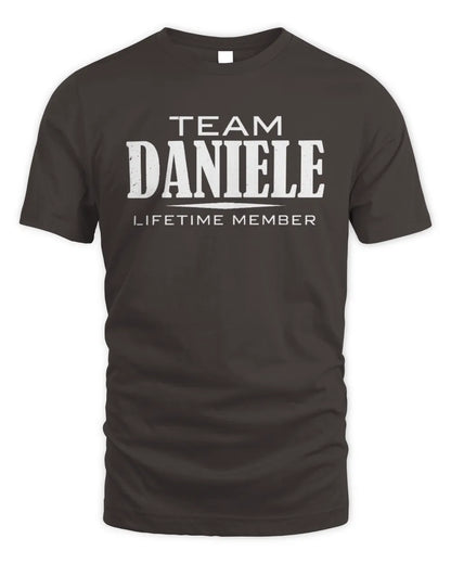 DANIELE BL62-K4-128 - Personalized “Team NAME Lifetime Member” - Unisex Standard T-Shirt - Dark Chocolate