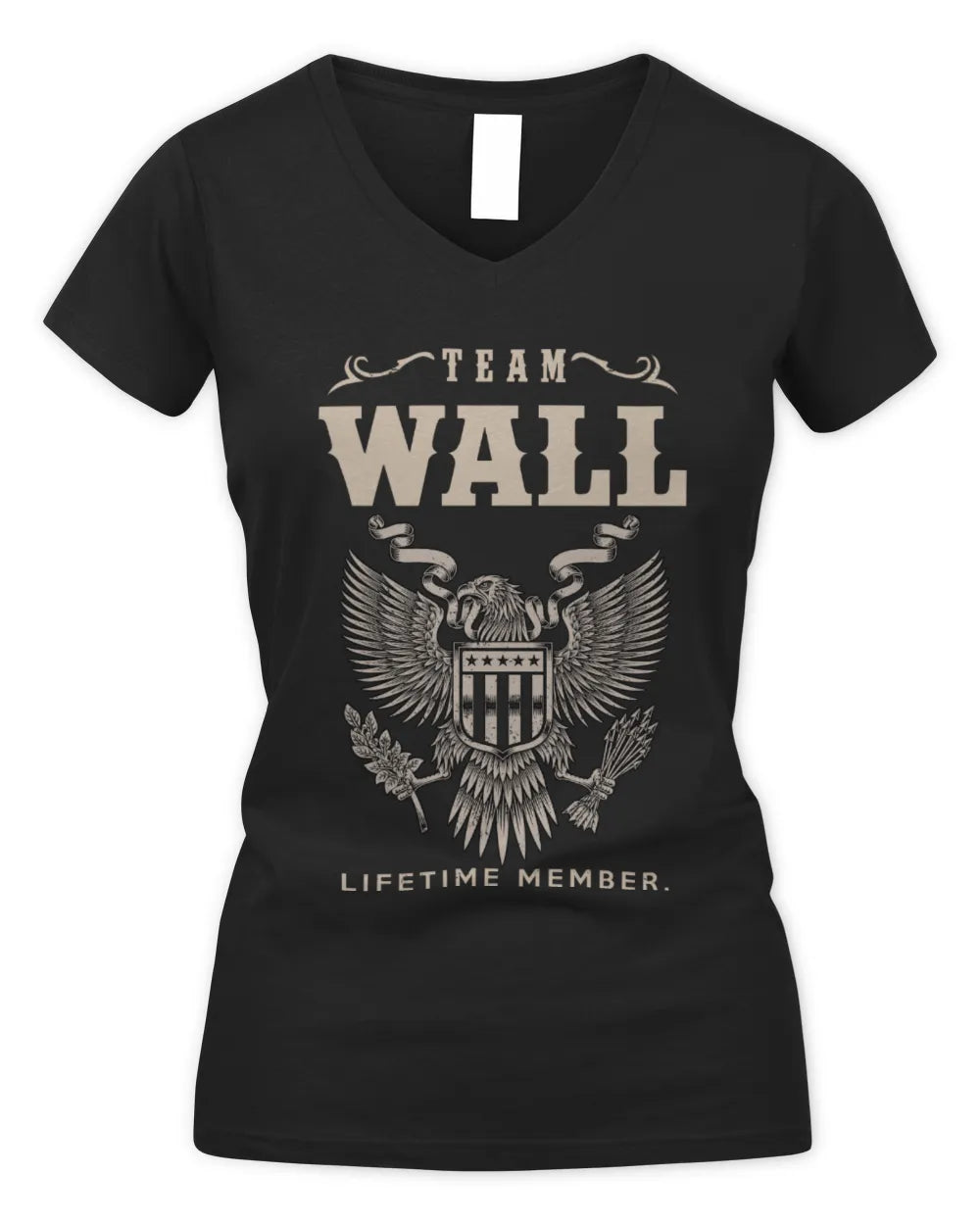WALL TP06-K82 – Personalized Classic Style Apparel “Team NAME Lifetime Member” - Women's V-Neck T-Shirt - Black