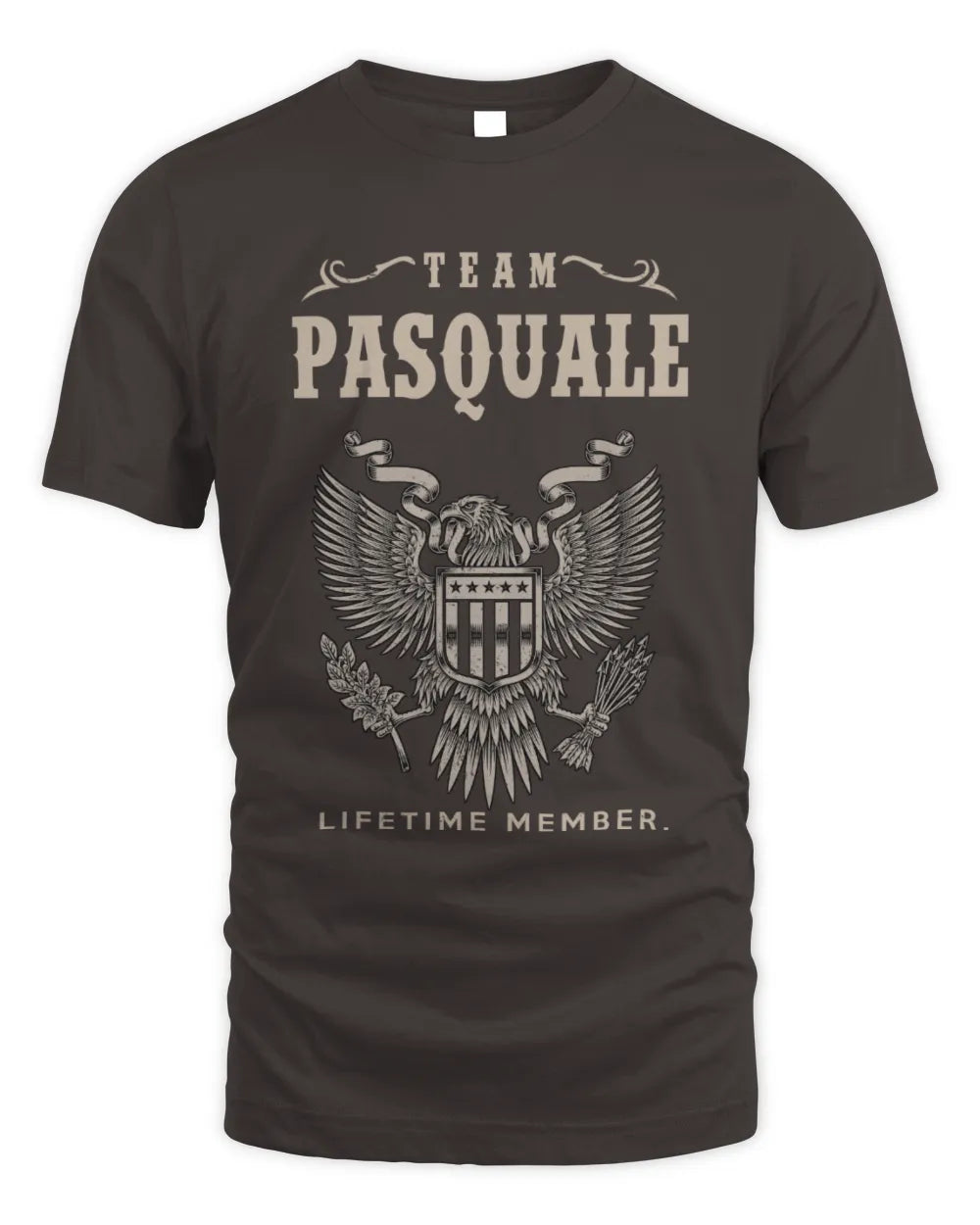 PASQUALE TP06-K82 – Personalized Classic Style Apparel “Team NAME Lifetime Member” - Unisex Standard T-Shirt - Dark Chocolate