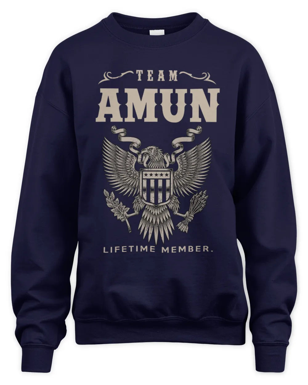 AMUN TP06-K82 – Personalized Classic Style Apparel “Team NAME Lifetime Member” - Unisex Sweatshirt - Navy