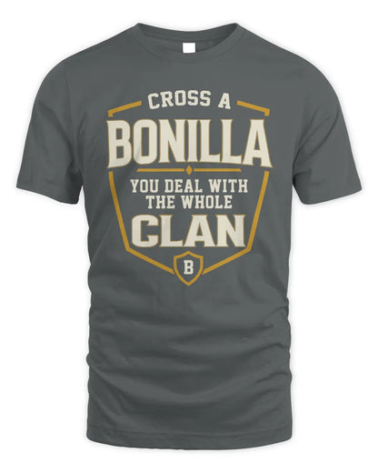 BONILLA NT1-K008 Cross A/An NAME, You Deal With the Whole Clan | Personalized Vintage T-Shirt - Unisex Standard T-Shirt - Charcoal