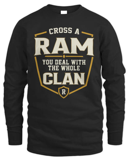 RAM NT1-K008 Cross A/An NAME, You Deal With the Whole Clan | Personalized Vintage T-Shirt - Men's Long Sleeved T-Shirt - Black