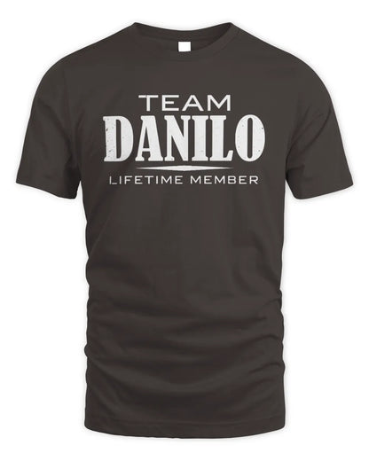 DANILO BL62-K4-128 - Personalized “Team NAME Lifetime Member” - Unisex Standard T-Shirt - Dark Chocolate