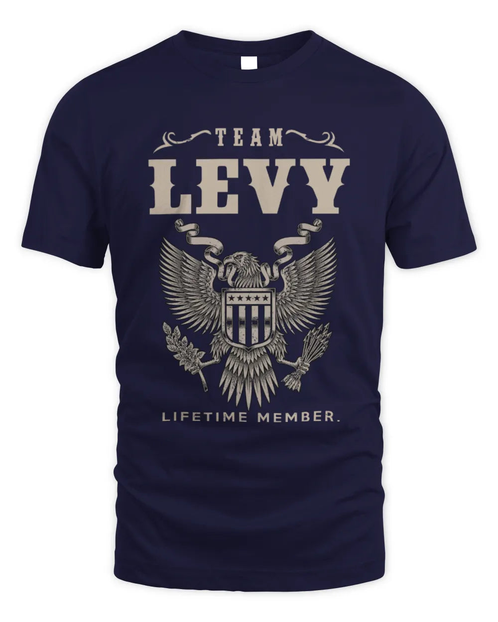 LEVY TP06-K82 – Personalized Classic Style Apparel “Team NAME Lifetime Member” - Unisex Standard T-Shirt - Navy